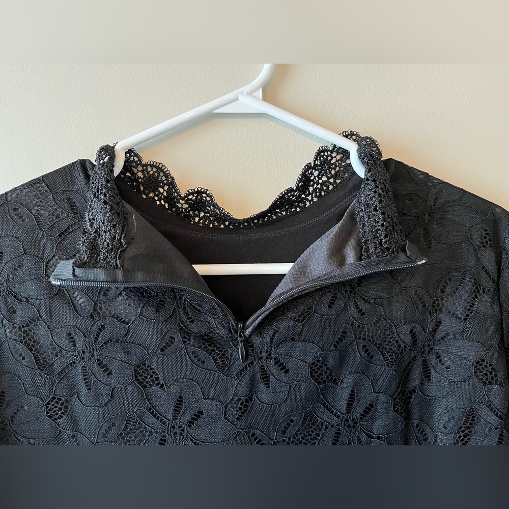 Victorian Style High Neck Black Lace Long Sleeve Blouse Size Small - witchcore - Picture 7 of 9
